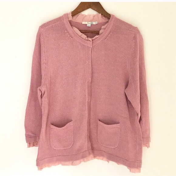 pink ruffle cardigan